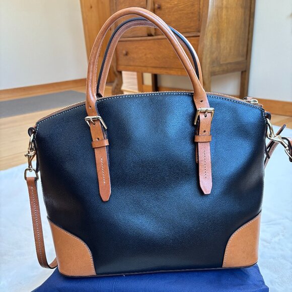 Dooney & Bourke Claremont Leather Black/Brown Domed Satchel/Crossbody/Sh… - Picture 3 of 16